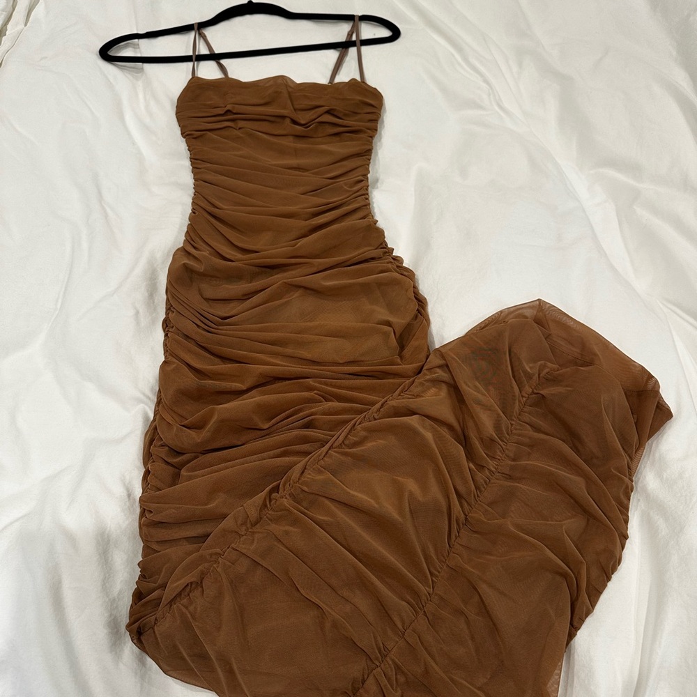 House of CB Beige Ruched Dress